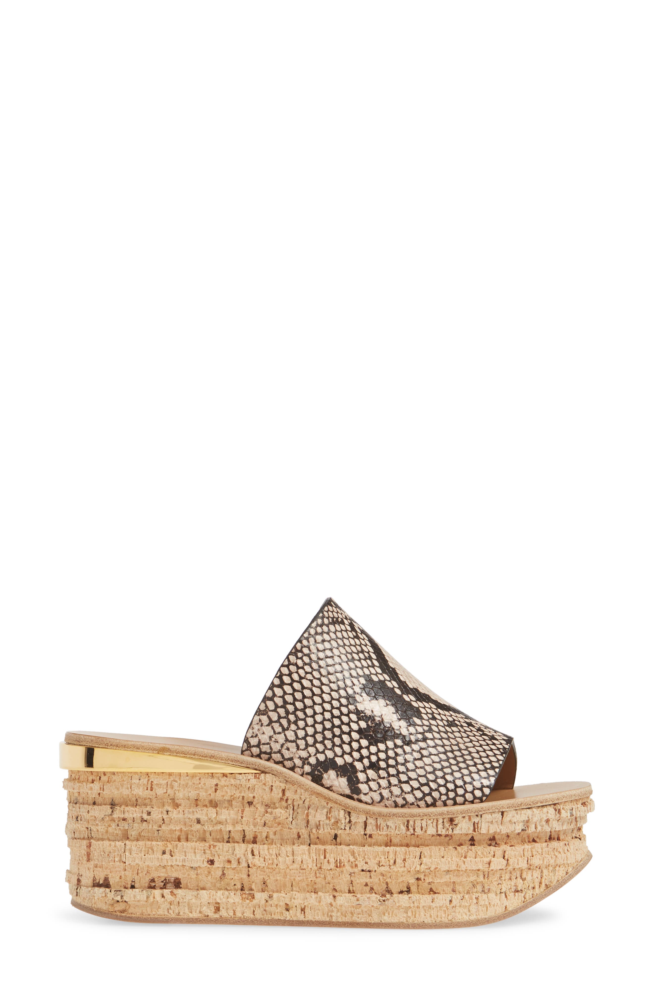 Chloé Camille Python Embossed Platform Sandal, Alternate, color, 