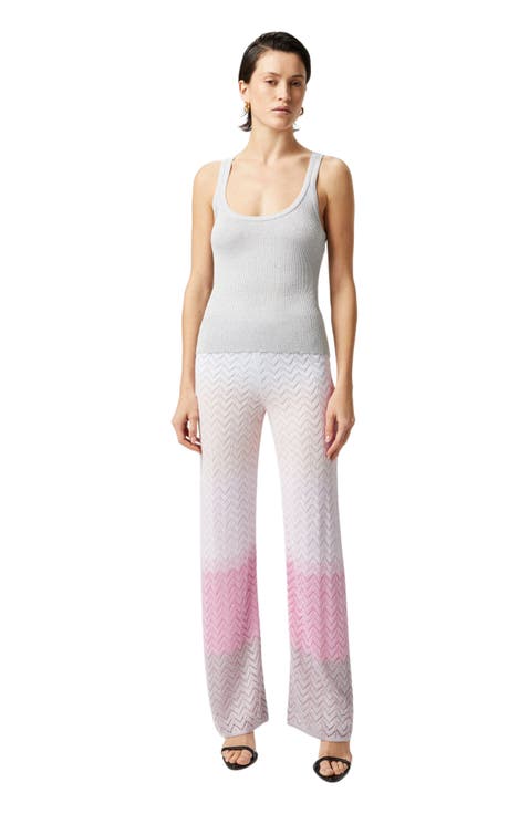 Straight Trousers In Gradient Chevron Viscose