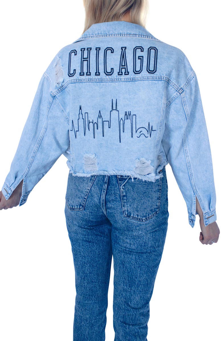 Rivalry Runway Skyline Crop Denim Jacket, Main, color, 