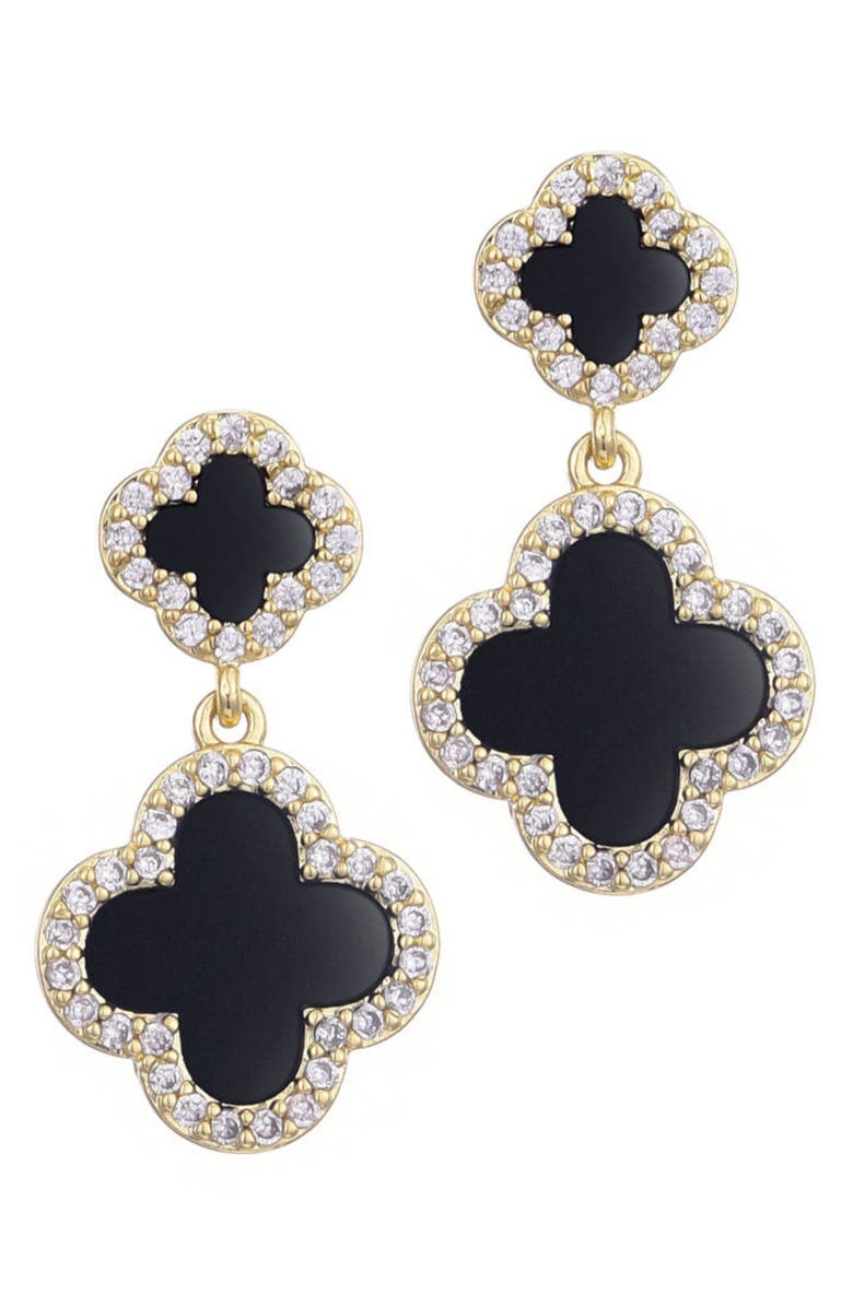 Adornia Pavé CZ Double Clover Drop Earrngs, Alternate, color, Gold-Black