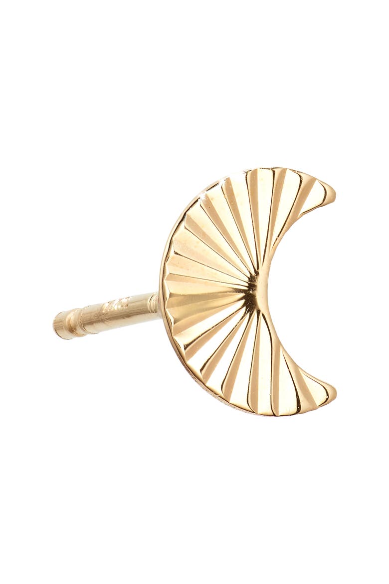 14K Gold Moon Stud Earrings, Alternate, color, 14KY