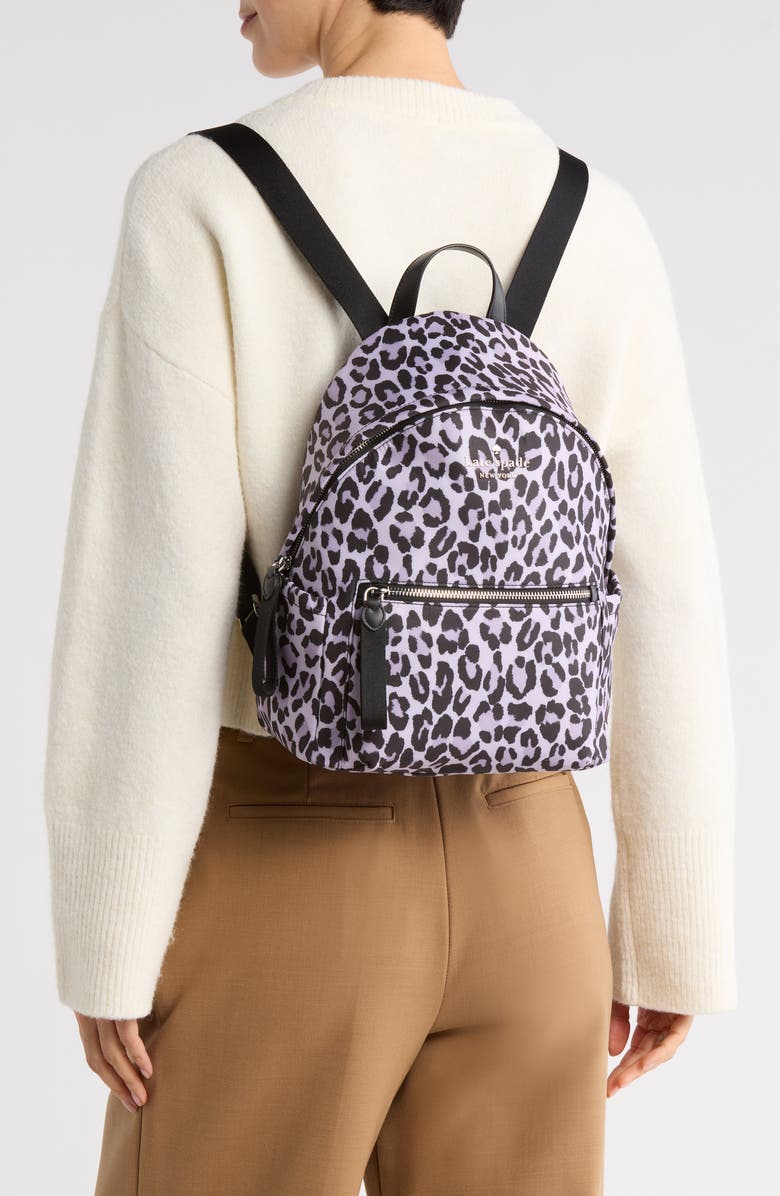 Kate Spade New York chelsea spotted leopard print backpack, Alternate, color, Violet Mist Multi
