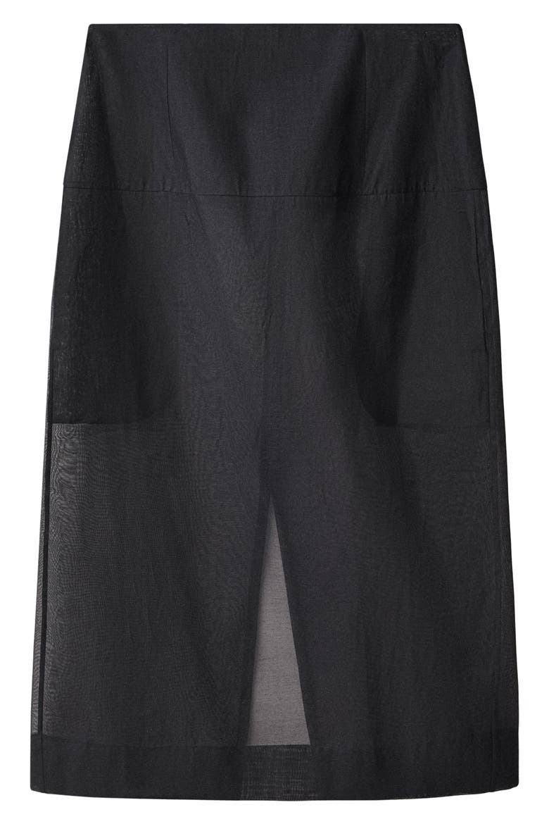Semisheer Cotton & Silk Midi Skirt, Main, color, BLACK