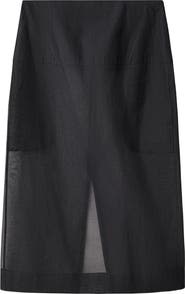 MANGO Semisheer Cotton & Silk Midi Skirt