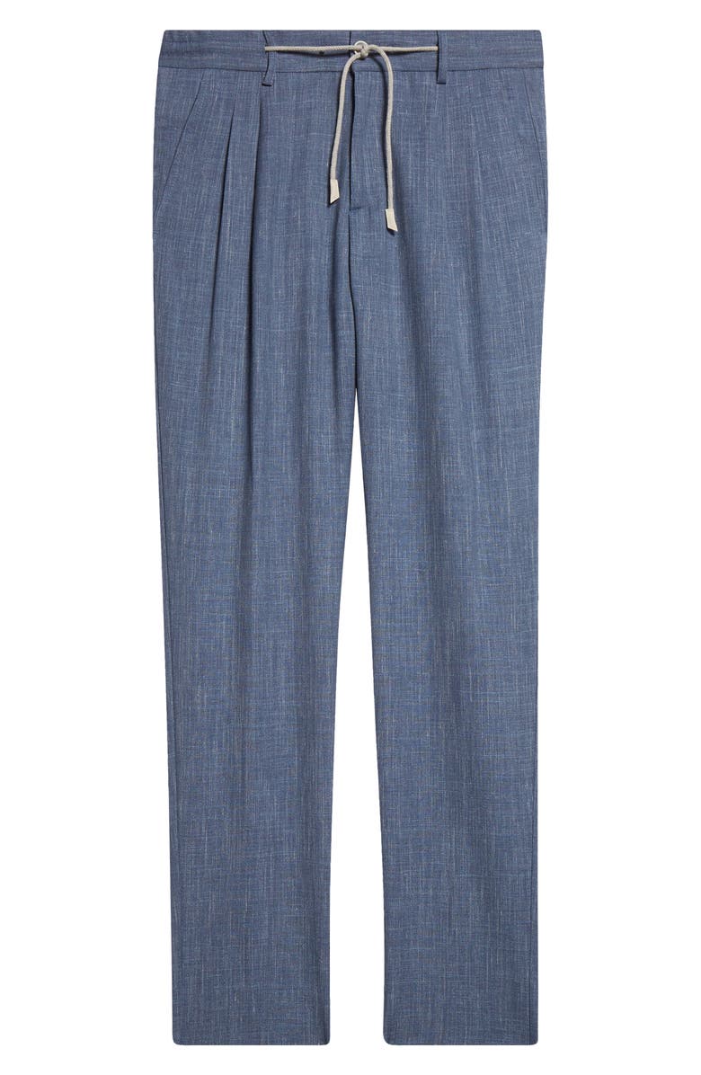 Eleventy Pleated Drawstring Waist Wool Blend Pants, Alternate, color, Zucchero