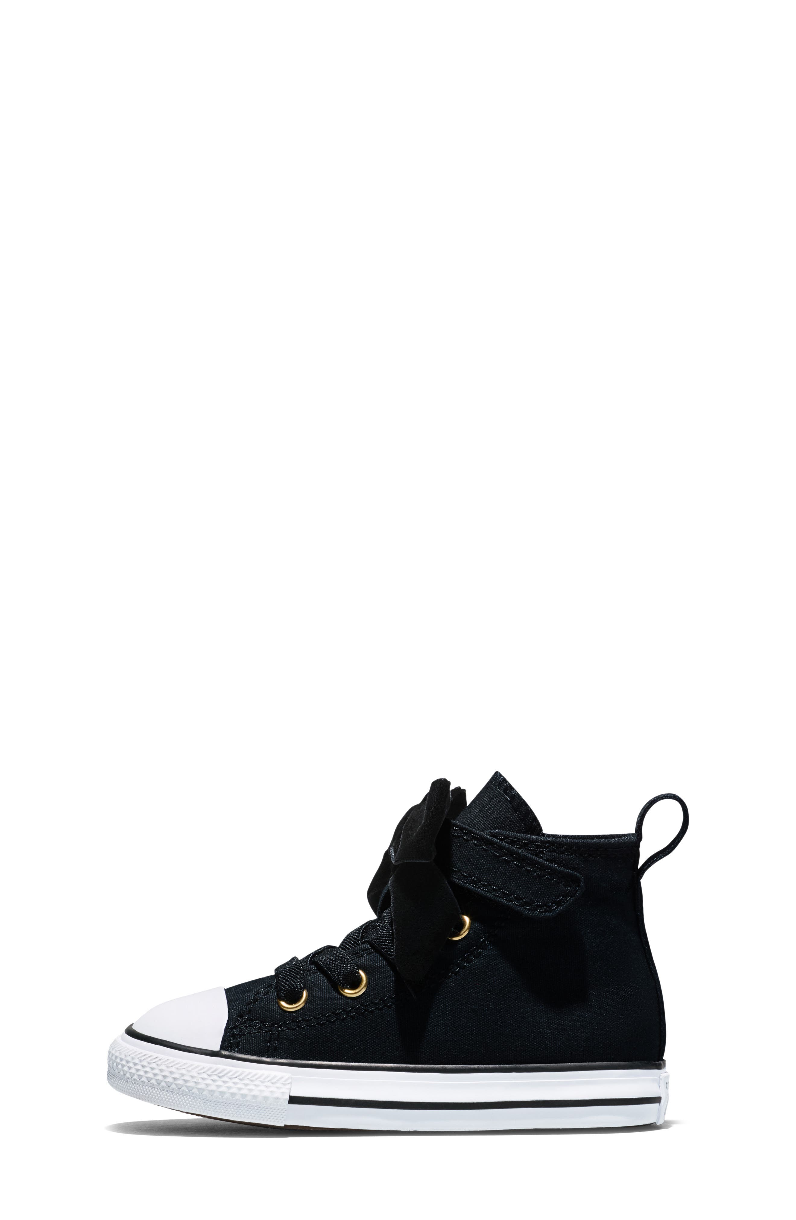 Kids' Chuck Taylor All Star Easy-On Bow High Top Sneaker, Alternate, color, BLACK/ WHITE/ PETAL PIT