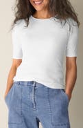 Eileen Fisher Organic Cotton Crewneck Elbow Sleeve Top