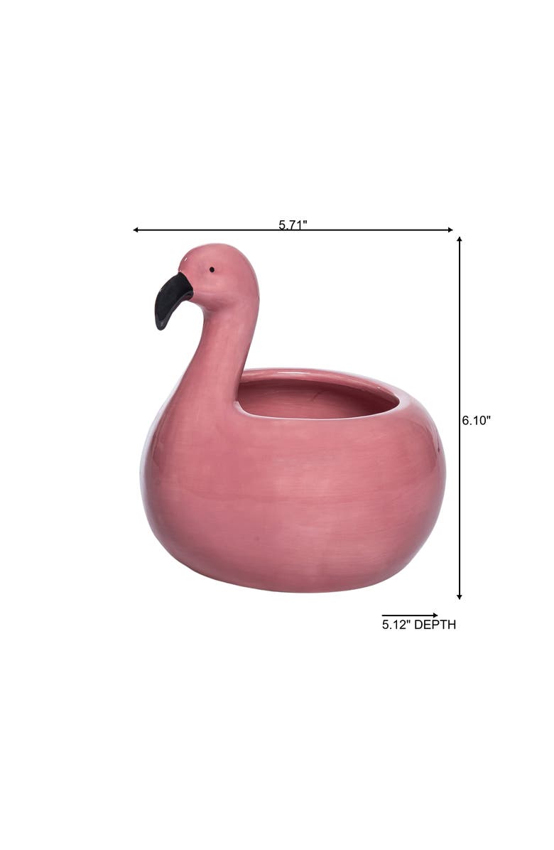 Transpac Dolomite Flamingo Floatie Planter Pink and Black for Spring Garden Decor, Alternate, color, Pink