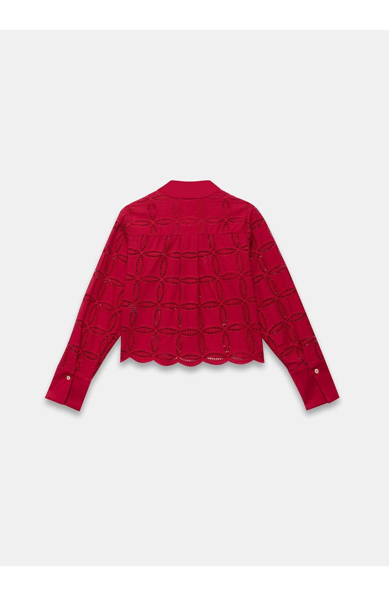 MINT VELVET Broderie Cropped Shirt, Alternate, color, Red