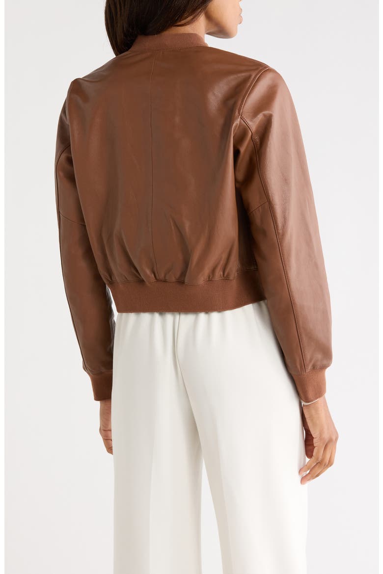 Riley Leather Bomber Jacket, Alternate, color, COGNAC BROWN