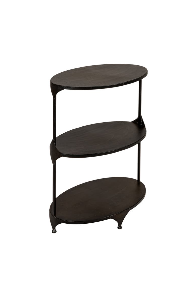 Oval 3-Tier Metal Storage Shelf, Black, Main, color, Black