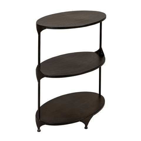 Oval 3-Tier Metal Storage Shelf, Black