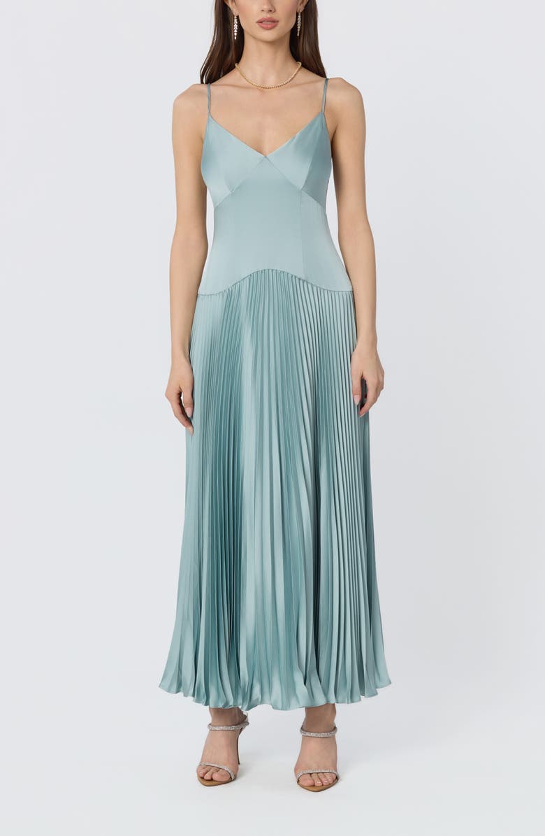 ASTR the Label Pleated Drop Waist Dress, Main, color, Seafoam