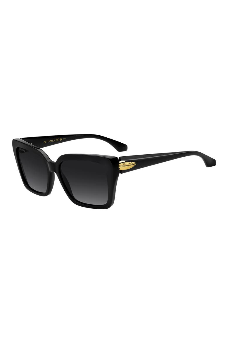0151/S 56mm Gradient Rectangular Sunglasses, Alternate, color, BLACK/ DARK GREY SF