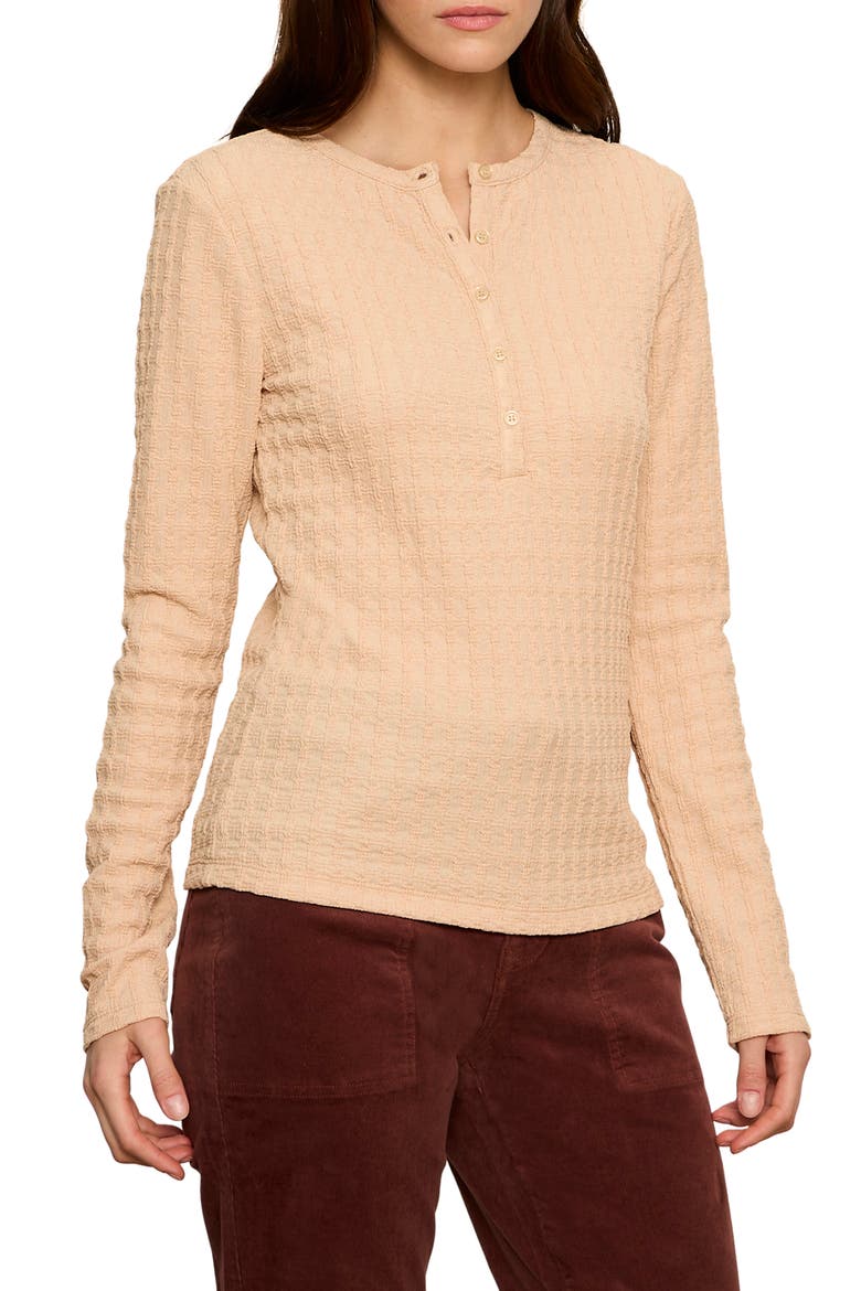 Not So Basic Texture Henley Top, Main, color, DRIED GOLDIE YELLOW