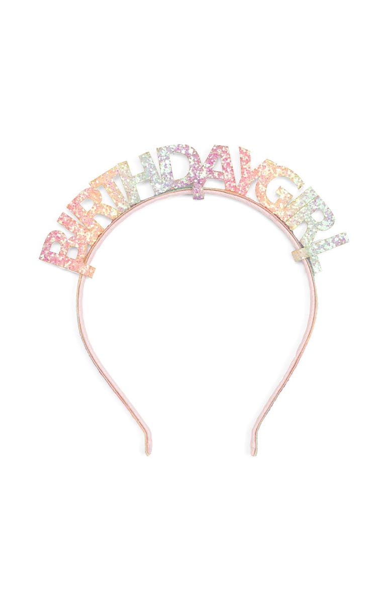 Sweet Wink Pastel Rainbow Birthday Girl Headband, Main, color, Multicolor