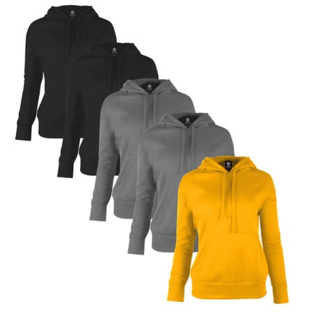 5 Pack Women Slim Cut Pullover Hoodie Tech Fleece Figure-Flattering