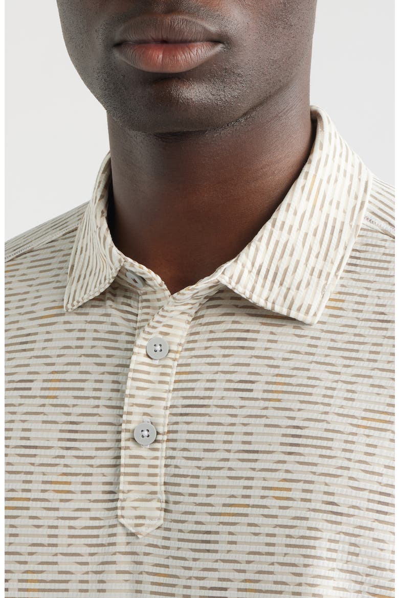 Costa Wave Mosaic Print Seersucker Stripe IslandZone® Polo, Alternate, color, ABBEY STONE