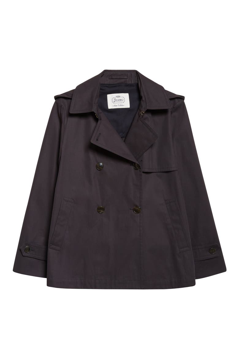Double Breasted Hooded Short Trench Coat, Alternate, color, 9200 NAVY