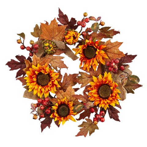 24-in Sunflower & Berry Wreath