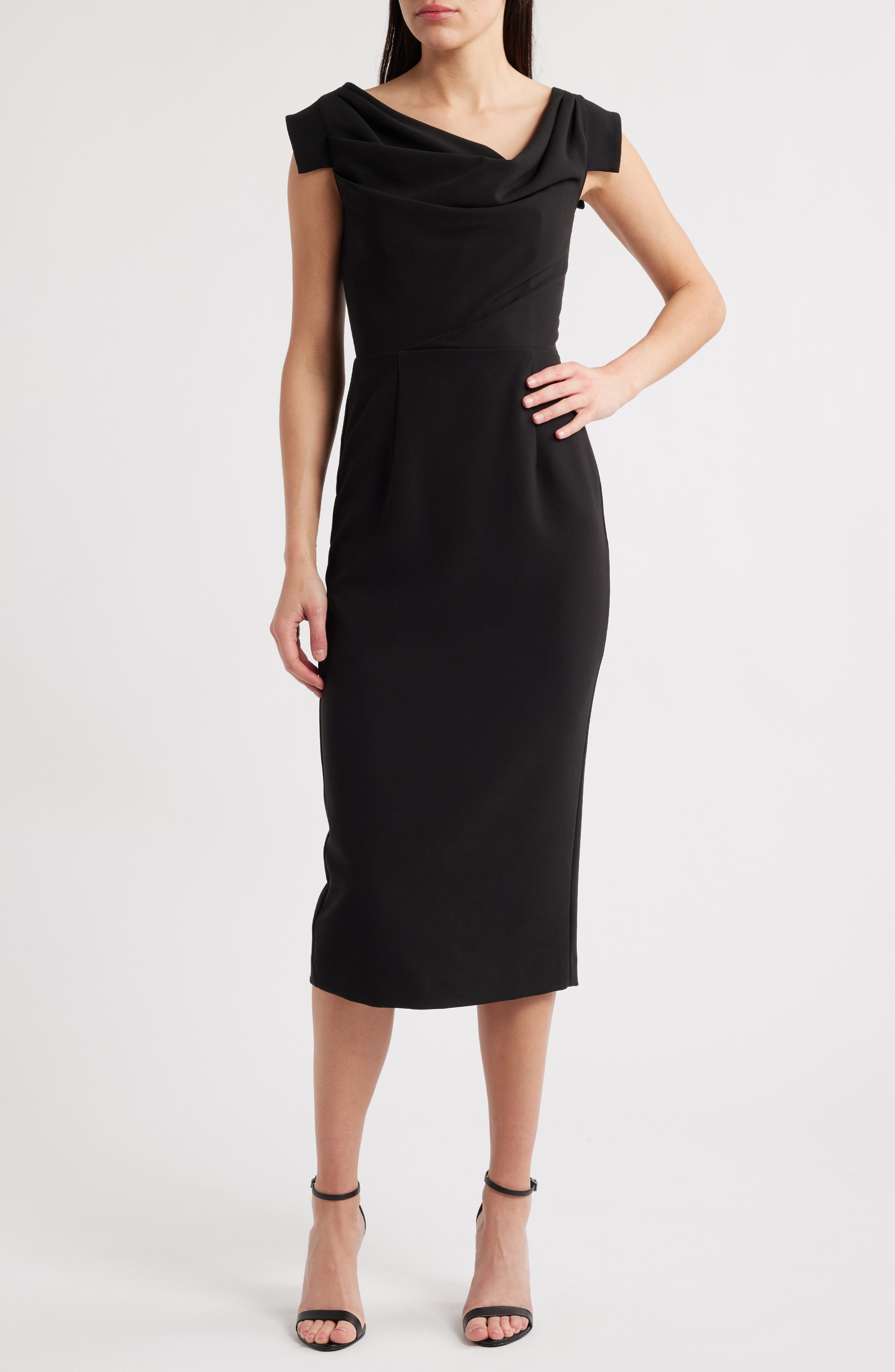 Black Halo Jacqueline Midi Gabardine Sheath Dress