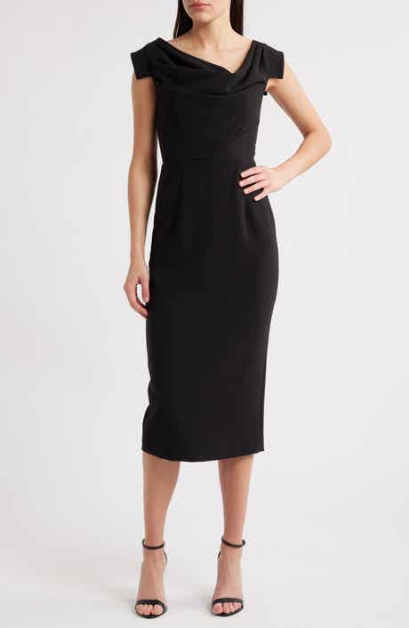 Black Halo Jacqueline Midi Gabardine Sheath Dress
