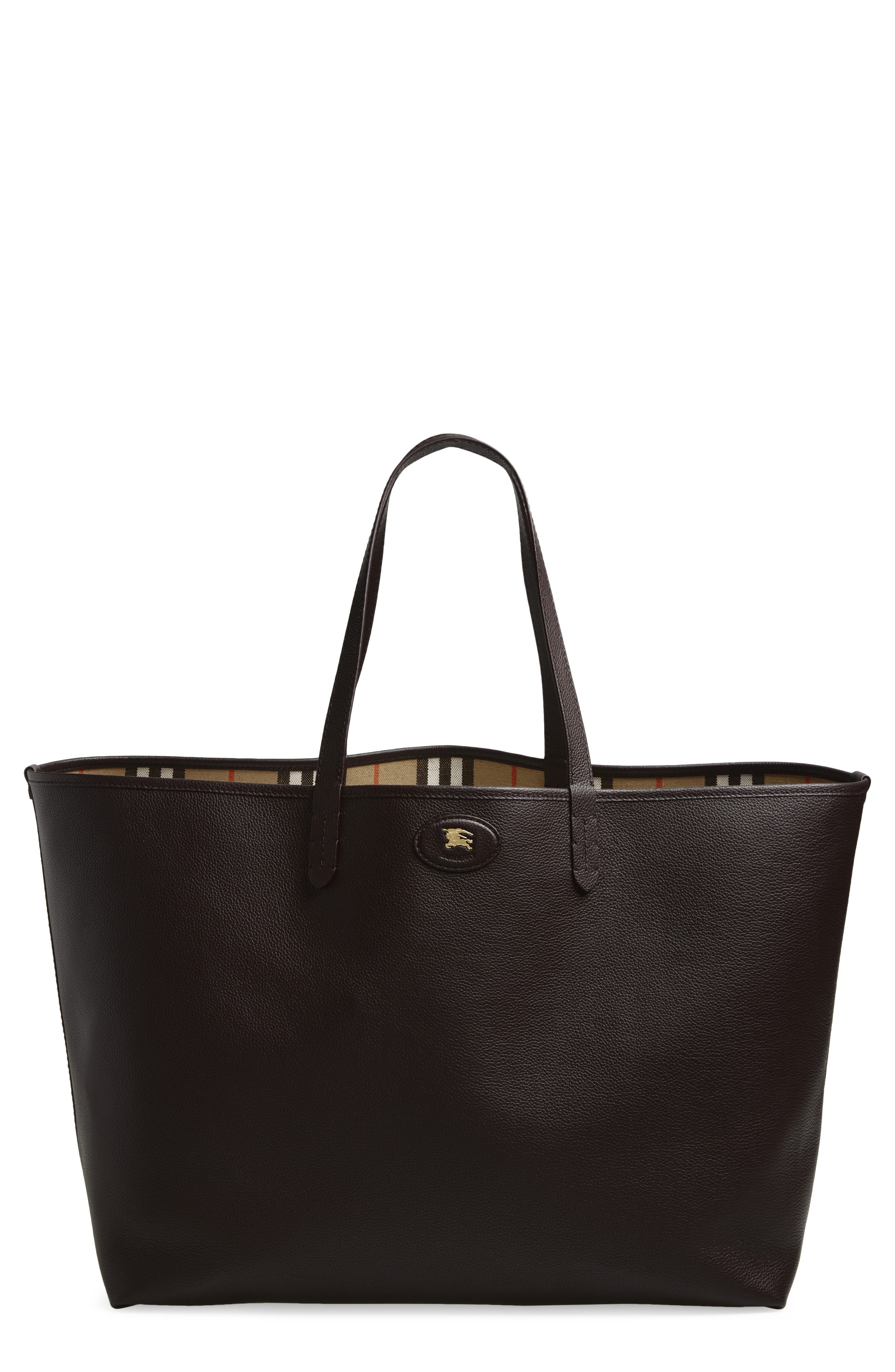 Burberry Large Reversible East/West Tote, Main, color, Sand/ Peat