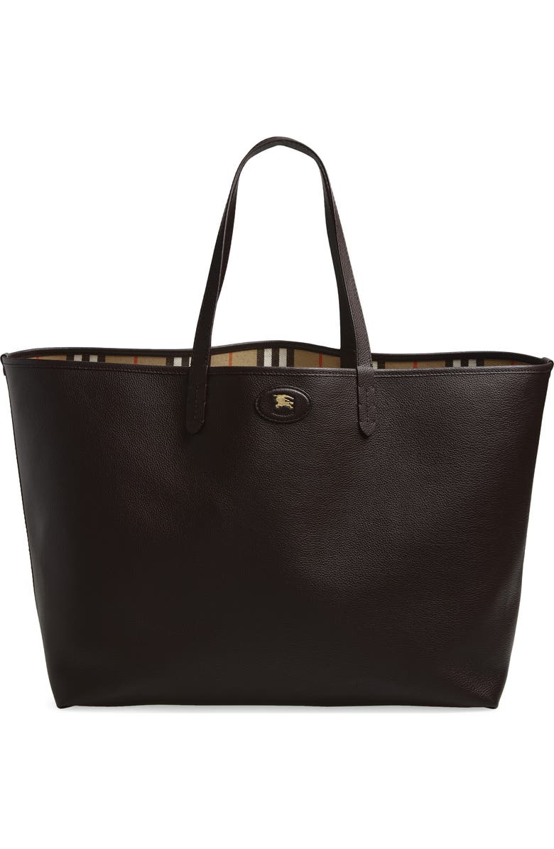 Burberry Large Reversible East/West Tote, Main, color, Sand/ Peat