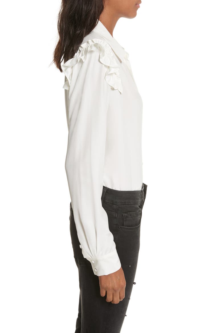 Silk Ruffle Sleeve Blouse, Alternate, color, OFF WHITE