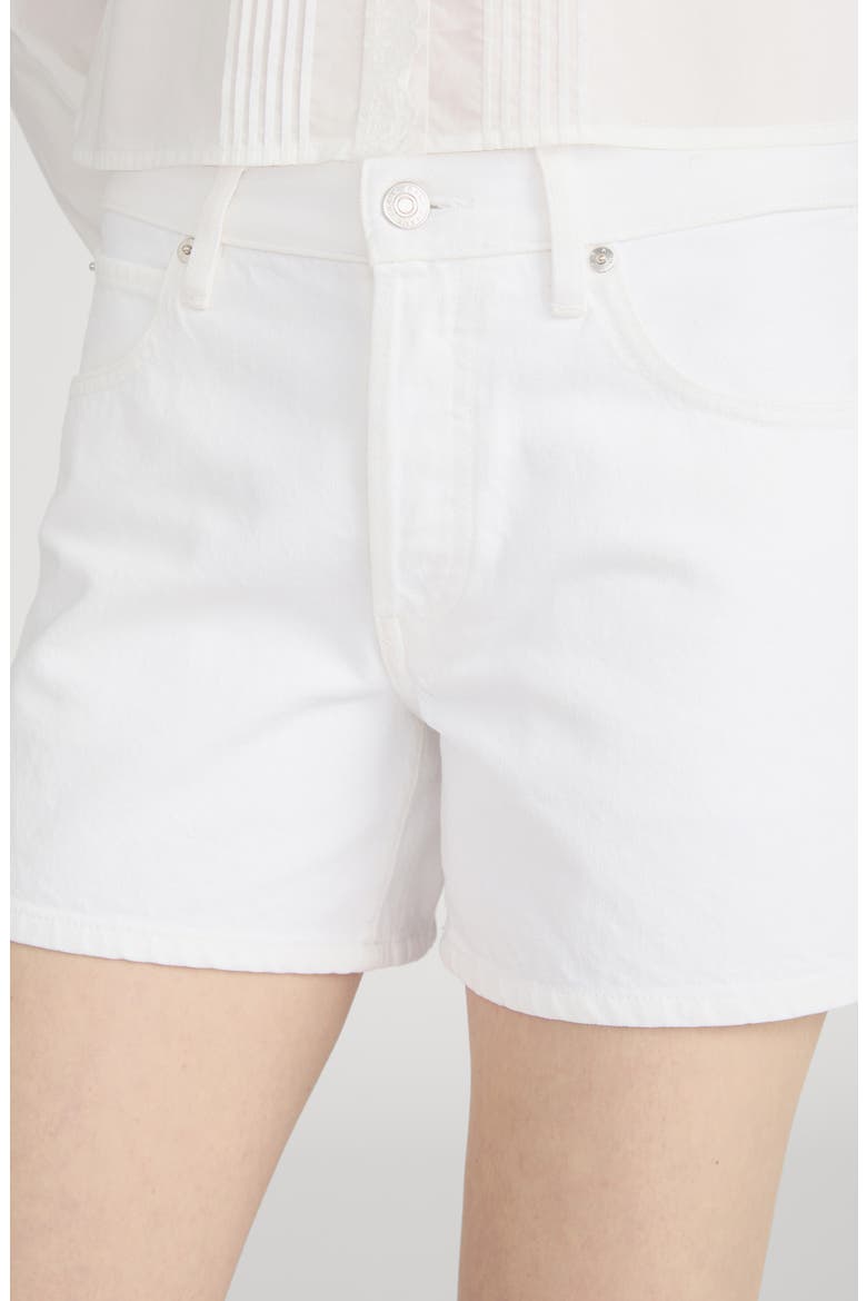 The Hang Mid Thigh Denim Shorts, Alternate, color, WHITE