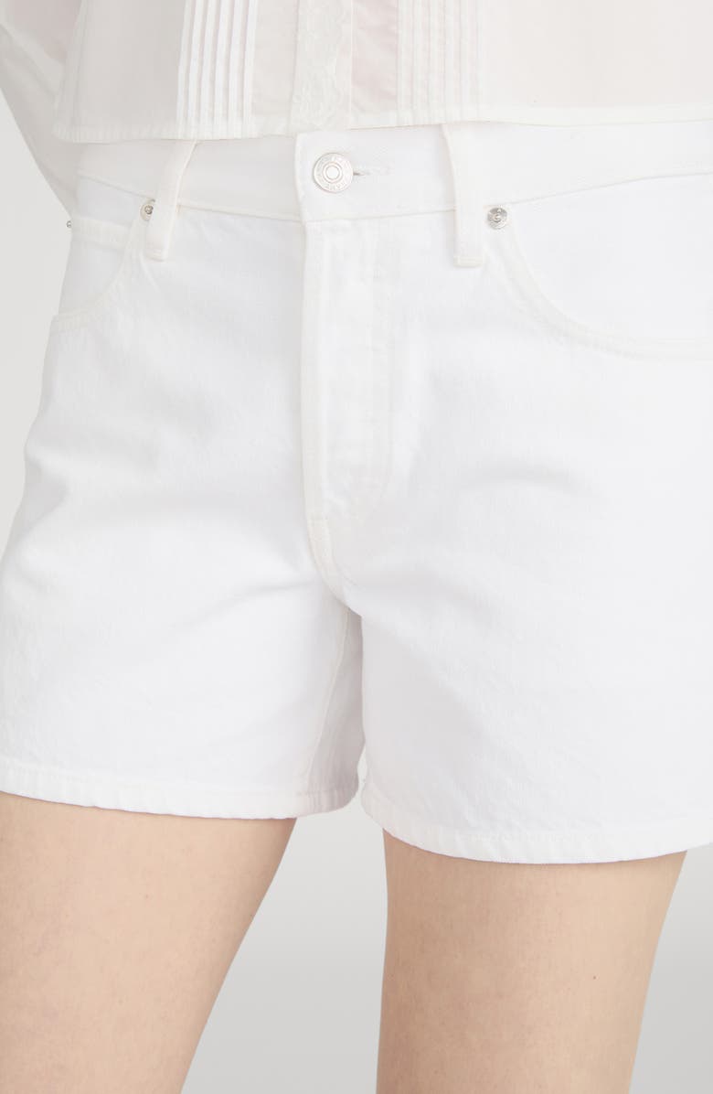 FRAME The Hang Mid Thigh Denim Shorts, Alternate, color, White