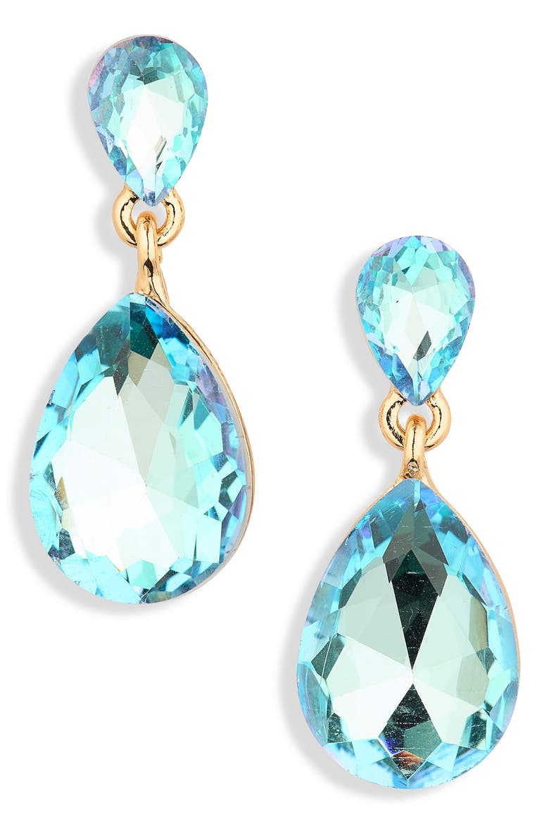 Crystal Drop Earrings, Main, color, BLUE