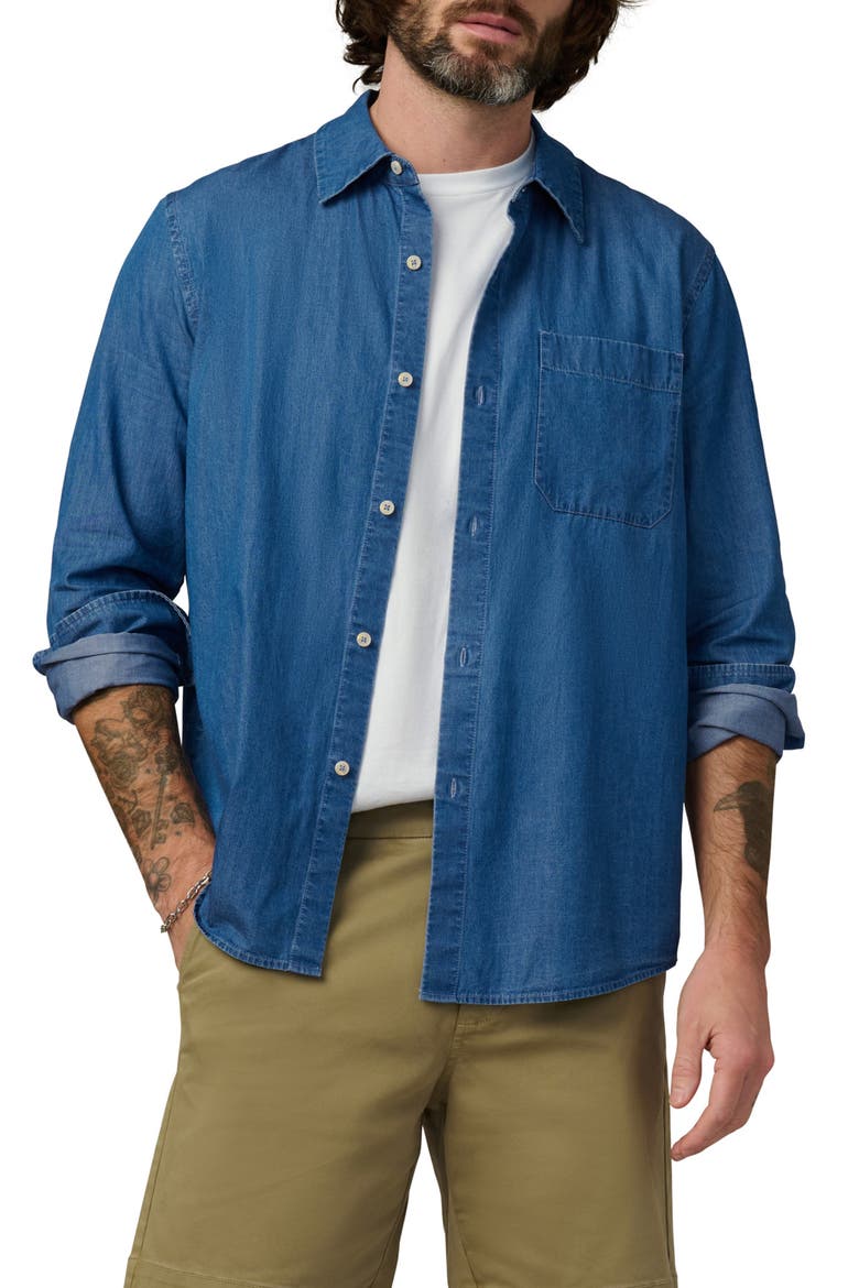The Chambray Cole Button-Up Shirt, Main, color, MID BLUE