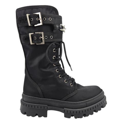 Chain Detail Buckled Combat Boot