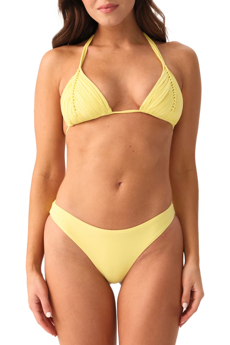 Basic Ruched Bikini Bottoms, Alternate, color, BUTTERCUP