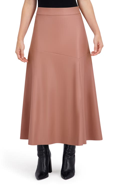 Supersoft Faux Leather Geo Seam Maxi Skirt