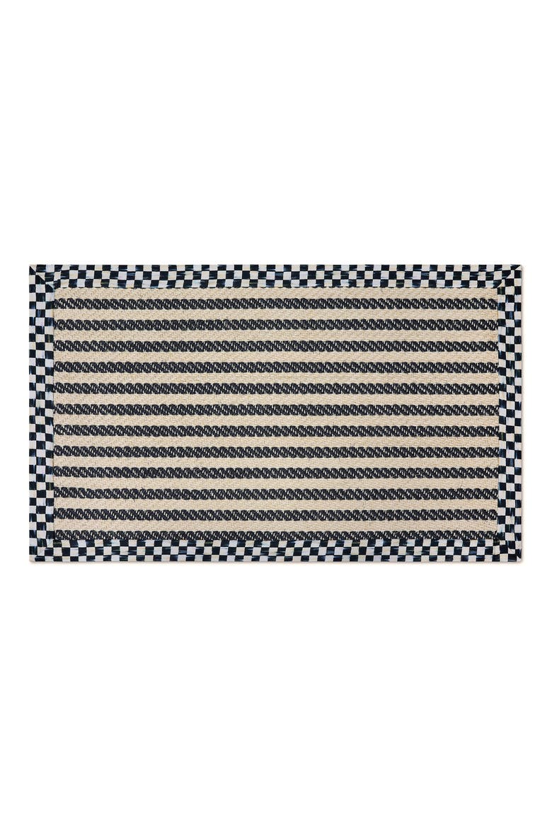 Courtly Check Herringbone Stripe Indoor Rug, Main, color, BLACK