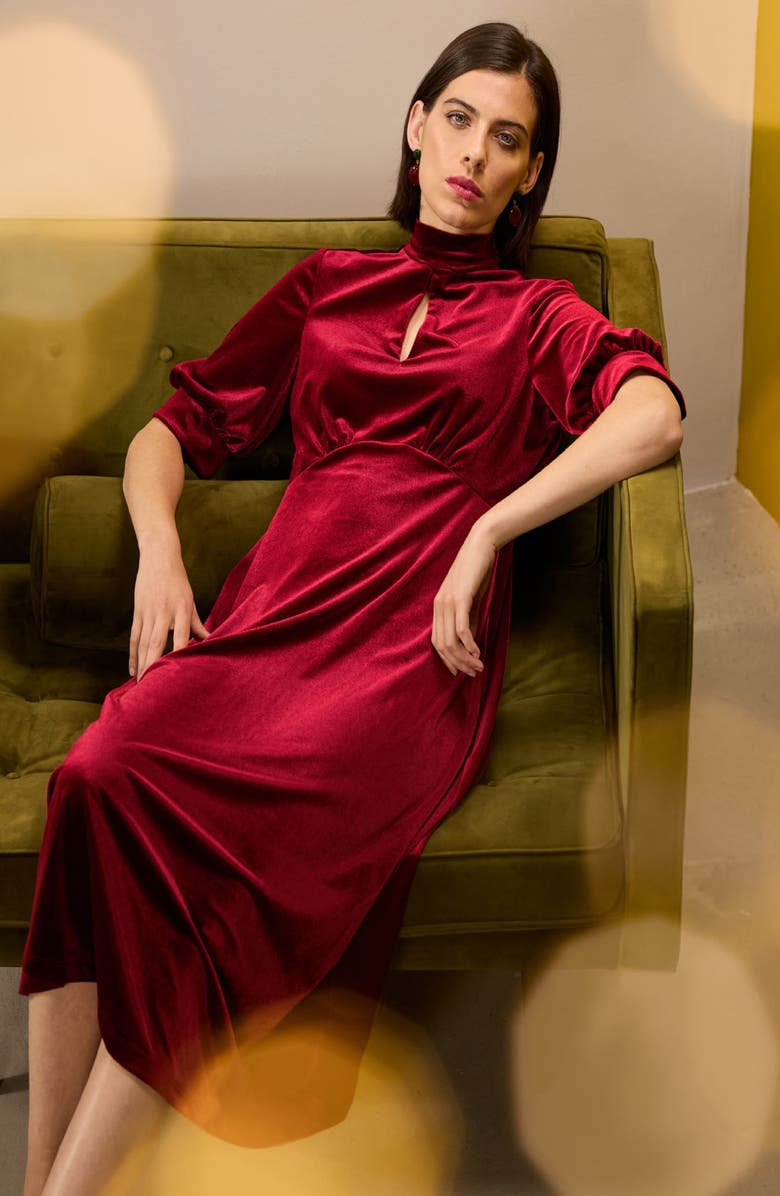 Seasalt Cornwall Four Lanes Puff Sleeve Velvet Dress, Alternate, color,