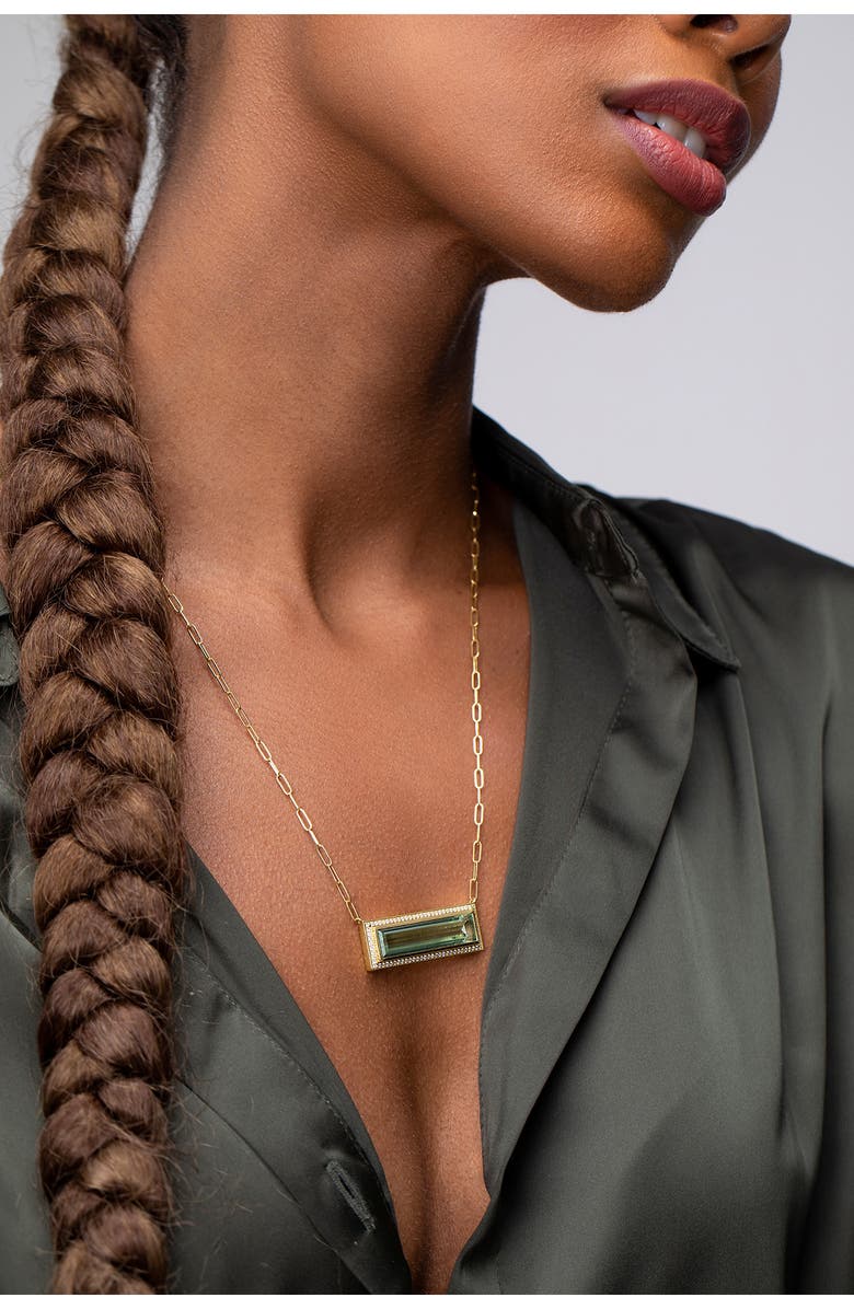 Bony Levy Prasiolite & Diamond Bar Pendant Necklace, Alternate, color, 