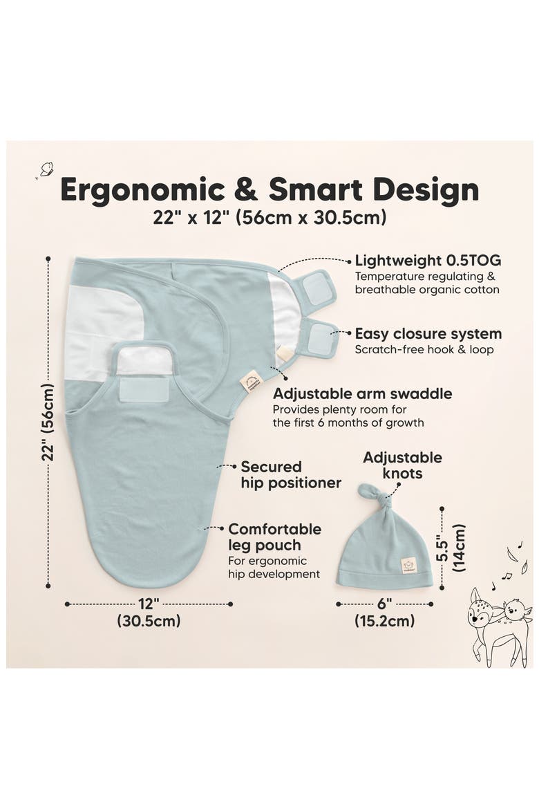 3-Pack Soothe Swaddle Wraps with Knot Hats, Alternate, color, Slate