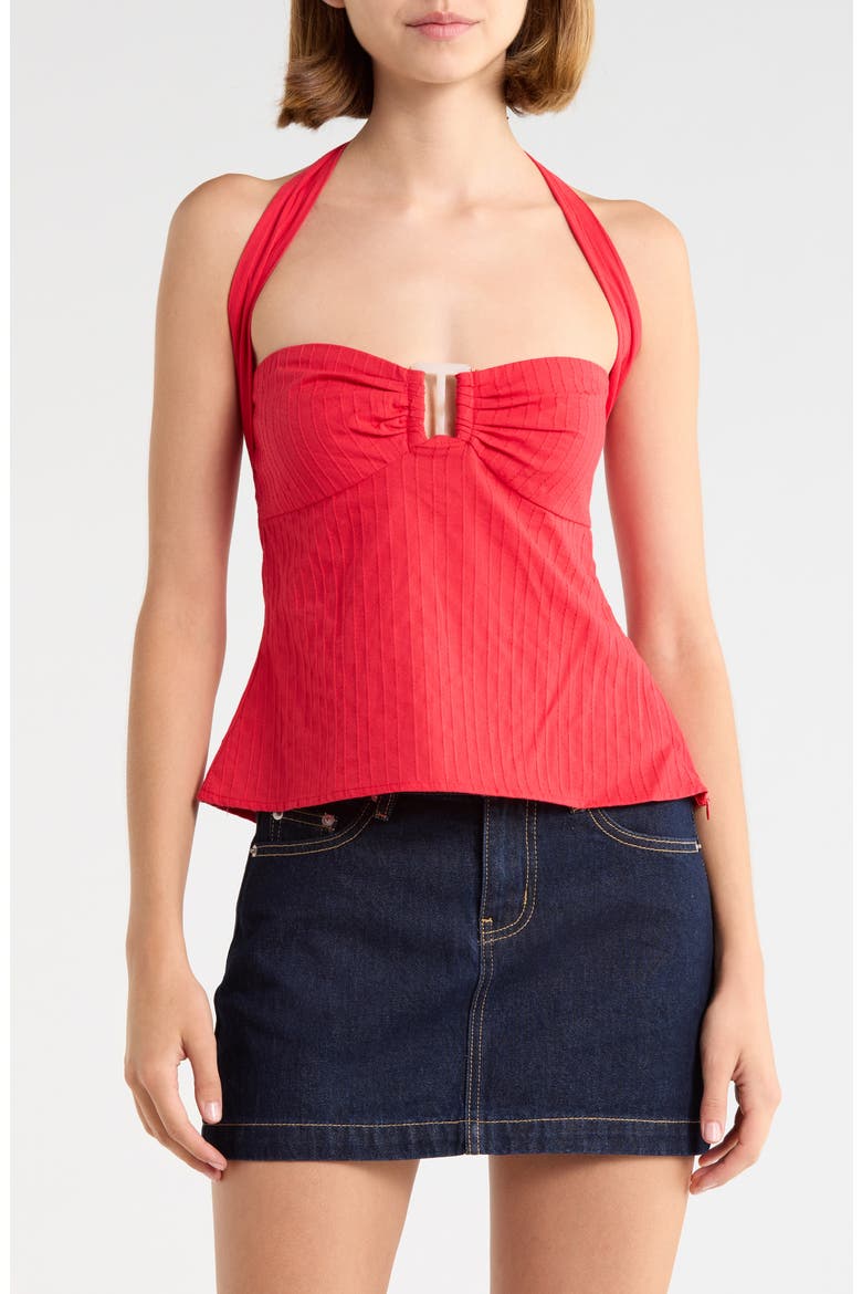 Isabetta Cotton Halter Top, Main, color, RED