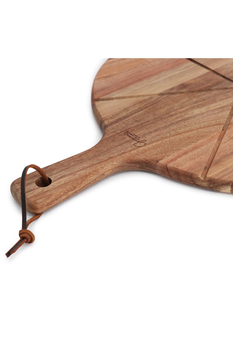 2 Piece Acacia Wood Serving Board and Pizza Cutter Set, Alternate, color, Brown
