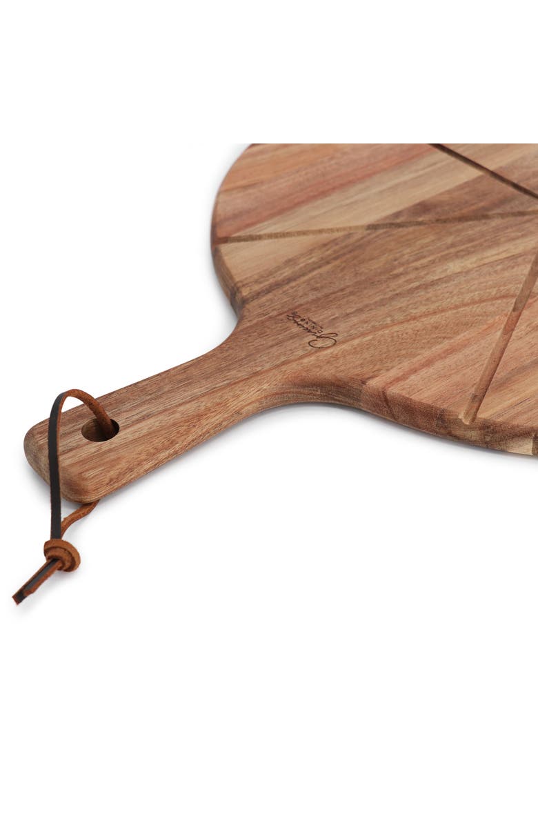 Gibson Elite 2 Piece Acacia Wood Serving Board and Pizza Cutter Set, Alternate, color, Brown