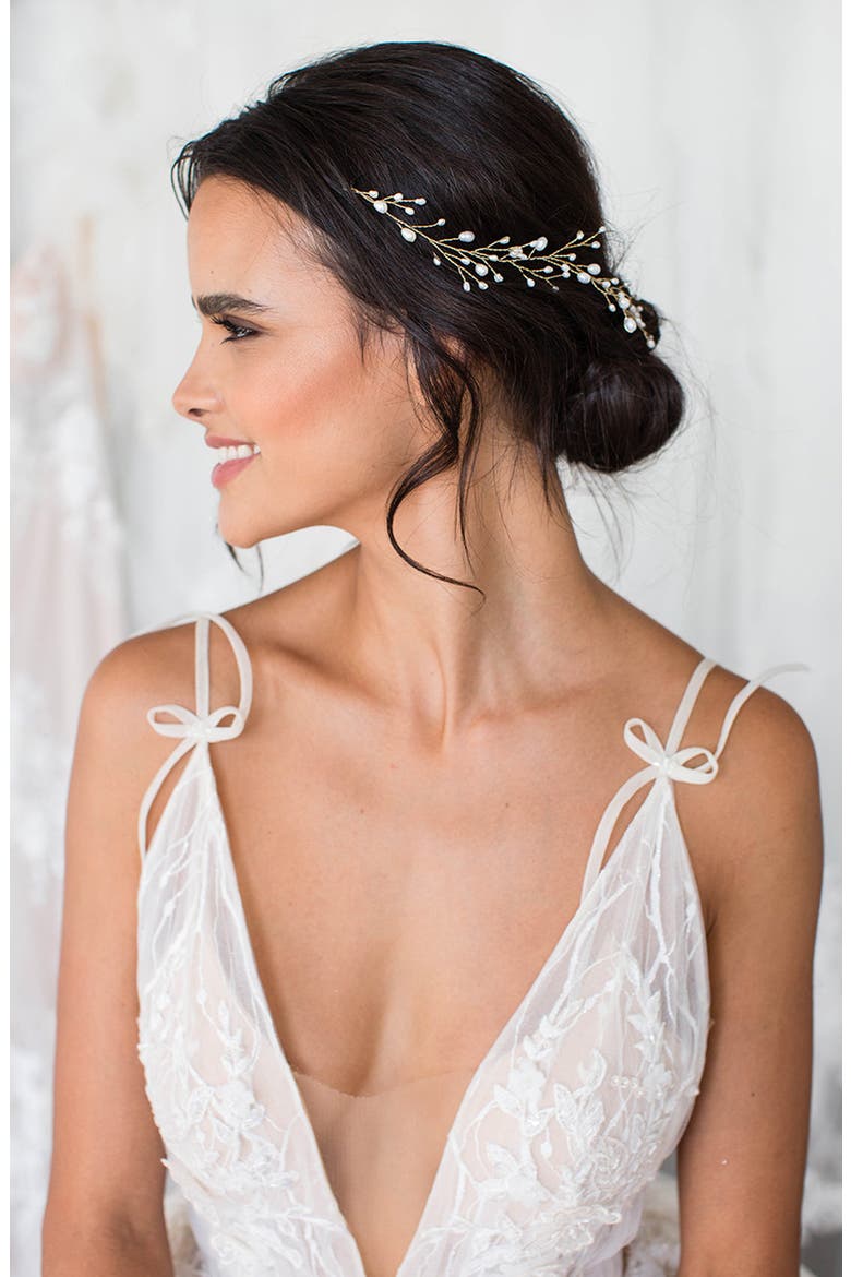 Leona Pearl & Crystal Halo Comb, Alternate, color, GOLD