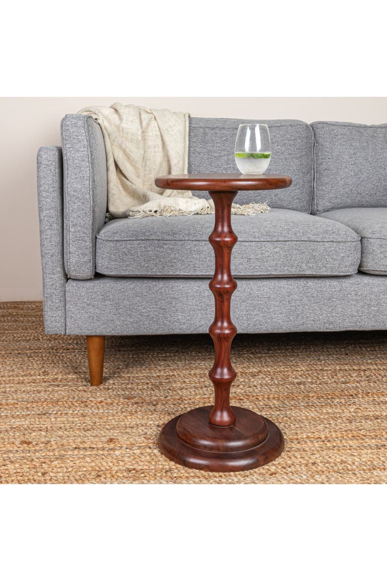 Ergo Pedestal Cocktail Side Table, Dark Chestnut, Alternate, color, Brown