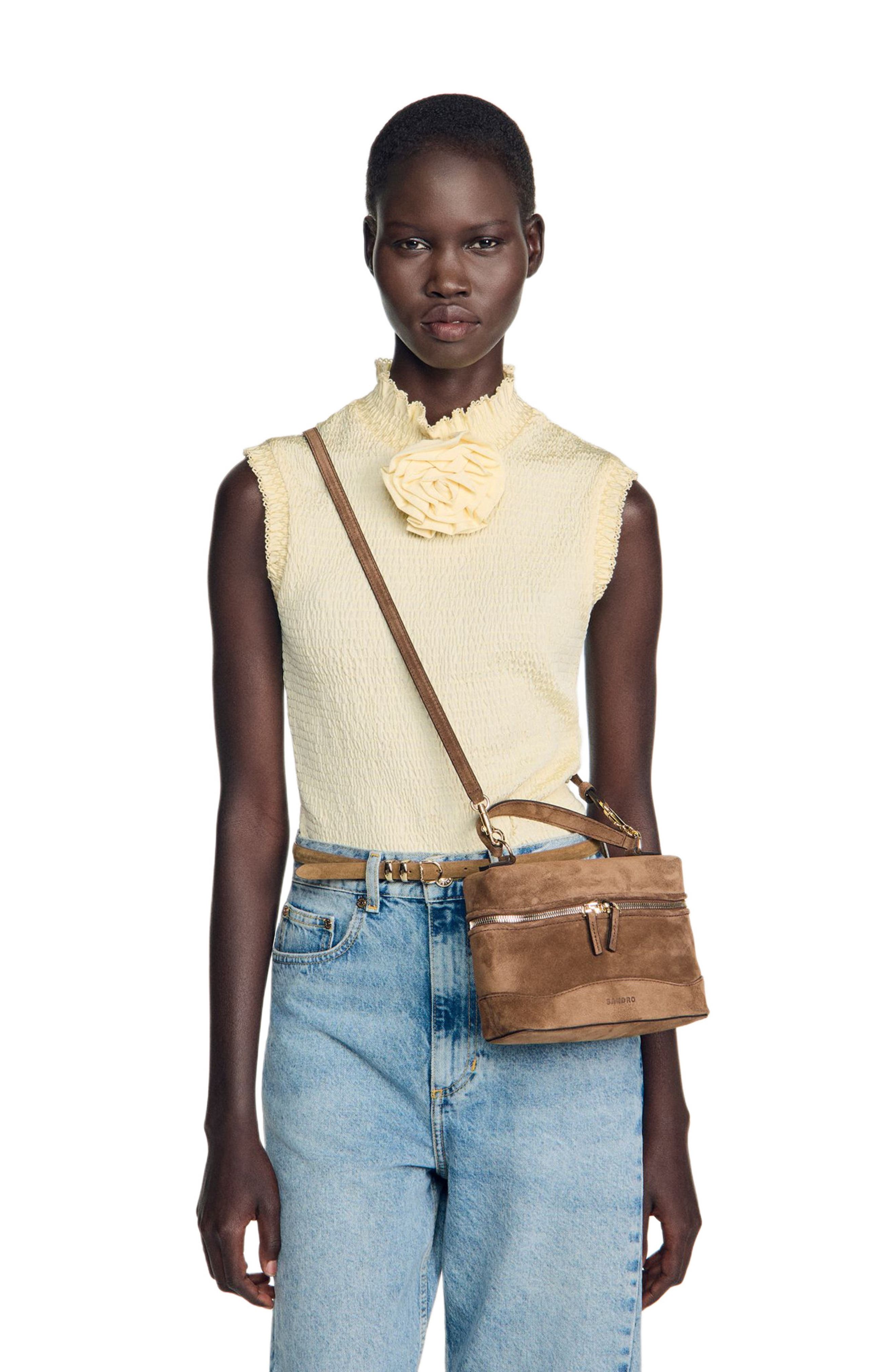 TANGOLINO suede bag, Alternate, color, Brown