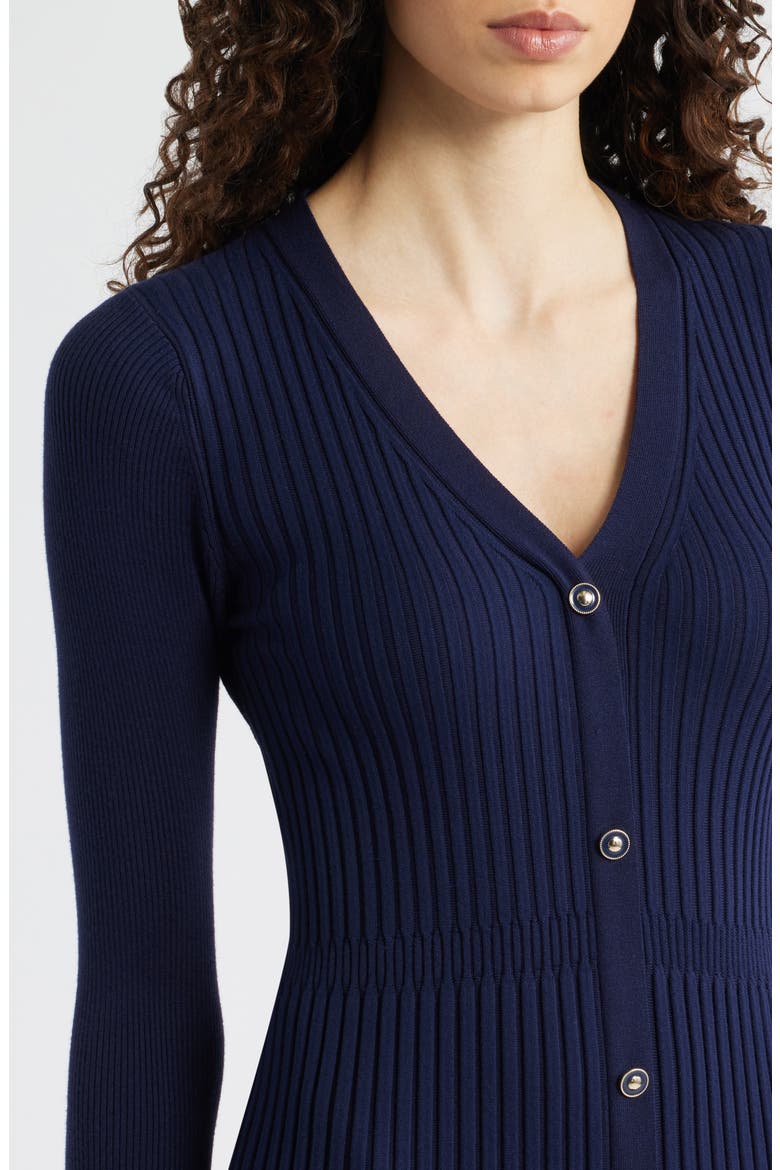 The Monroe Long Sleeve Rib Midi Sweater Dress, Alternate, color, NAVY