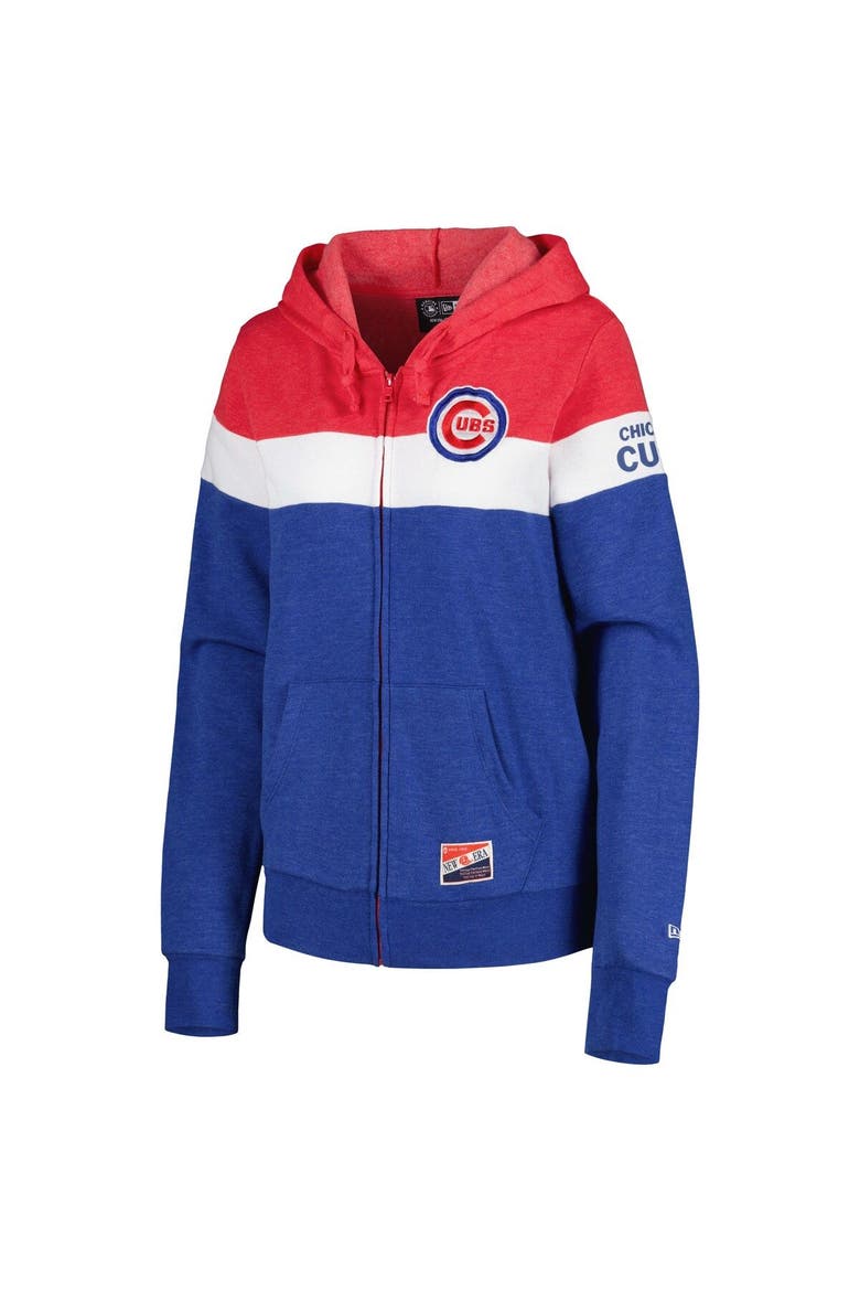 Women's New Era Heather Royal Chicago Cubs Colorblock Full-Zip Hoodie Jacket, Alternate, color, Heather Royal