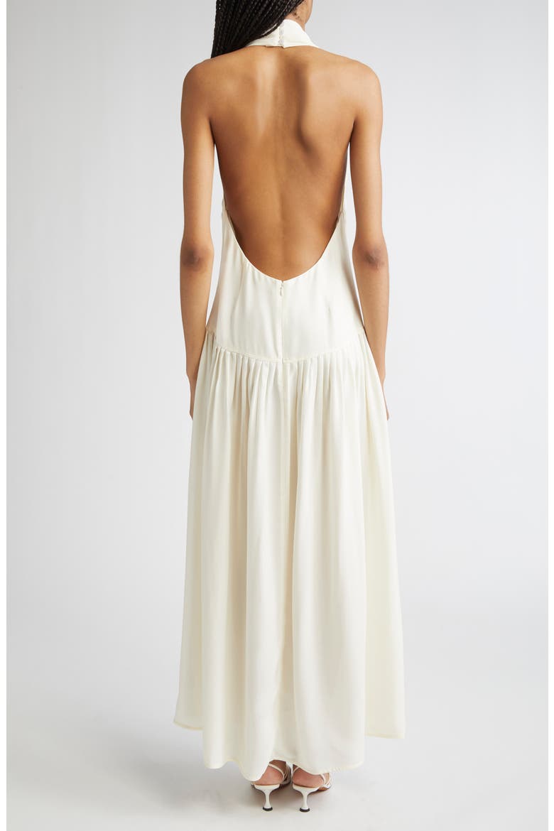 Tala Drop Waist Halter Georgette Maxi Dress, Alternate, color, CREAM