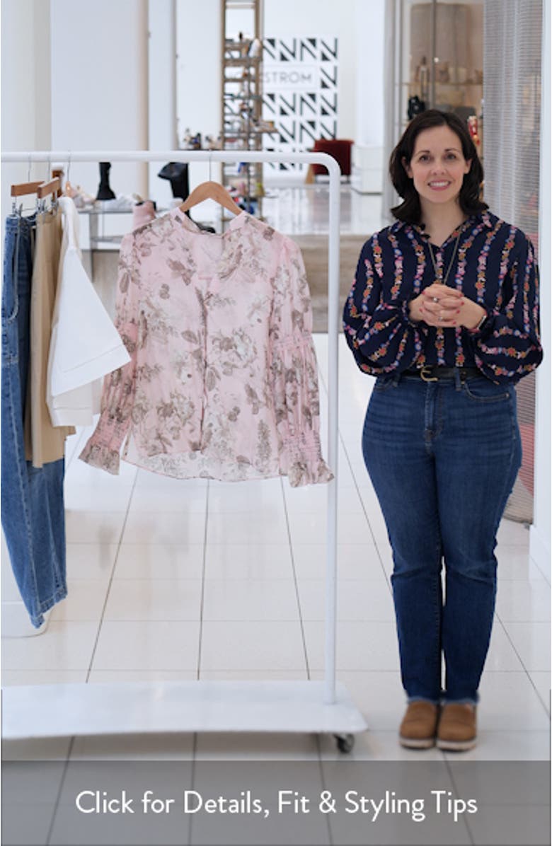 Ilan Smocked Puff Shoulder Cotton & Silk Shirt, sales video thumbnail